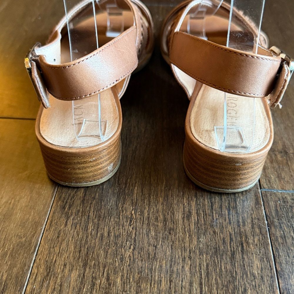 Jack Rogers Amelia City Sandal Leather Whipstitch Block Heel Slingback Women's 7 - Picture 4 of 10